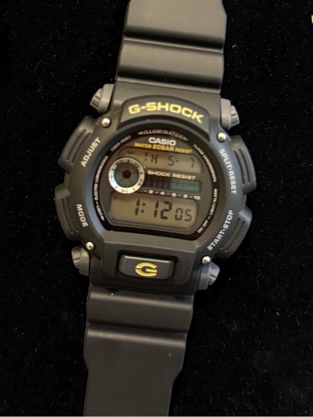Casio G-Shock Black Digital Sport Watch with Yellow Accents